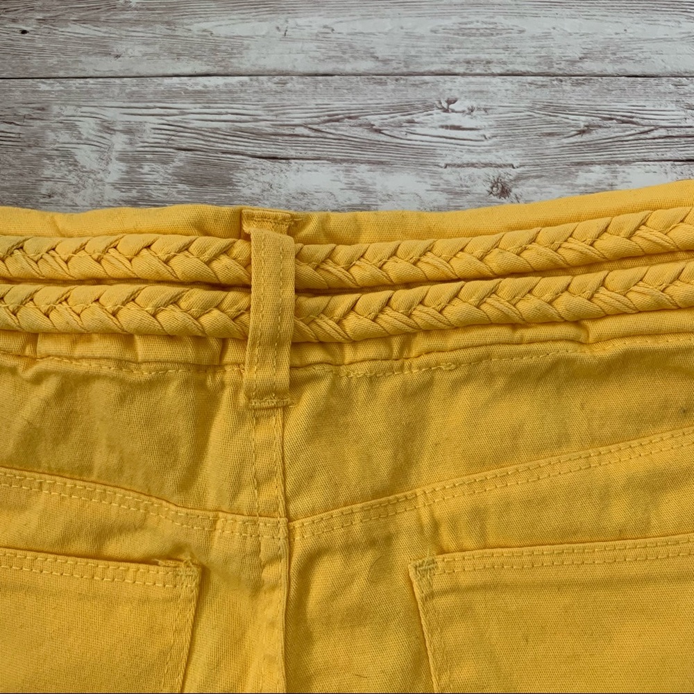 Dollhouse Yellow High Rise Braided Waist Cuffed Hem Shorts - Picture 4 of 9